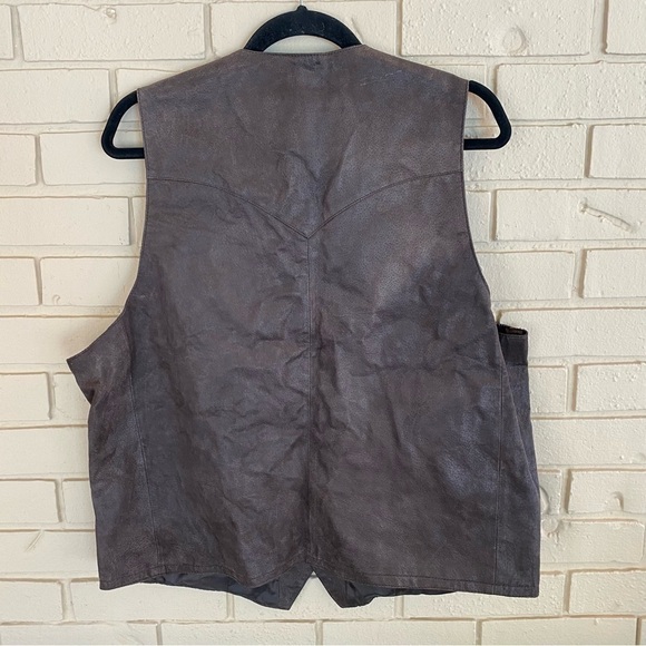 Vintage Scully Leather Western Distressed Button Up Vest Mens 44 - Picture 3 of 6